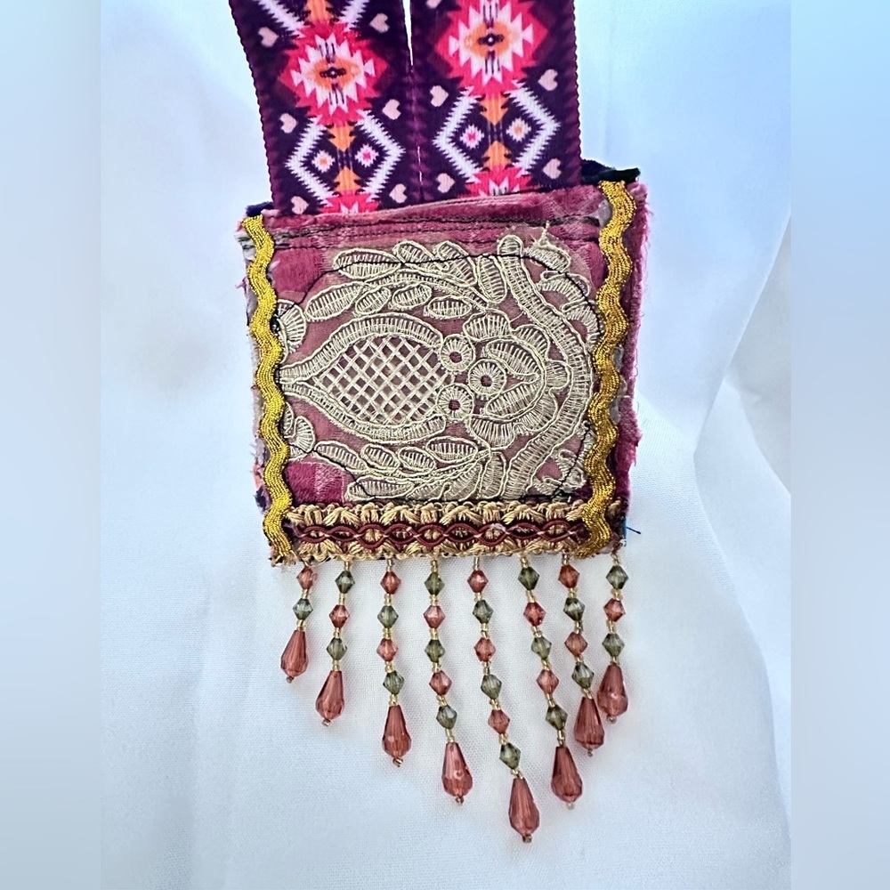 RUBYRUDI Necklace Purse, Hand Crafted, Amulet Wallet Pouch Artisan OOAK Signed